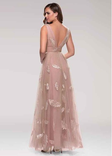 Blush Mark Lost In Paradise Blush Embroidery Tulle Maxi Dress