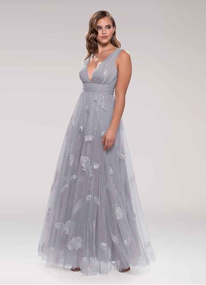 Blush Mark Lost In Paradise Grey Embroidery Tulle Maxi Dress Blush Mark Lost In Paradise Grey Embroidery Tulle Maxi Dress