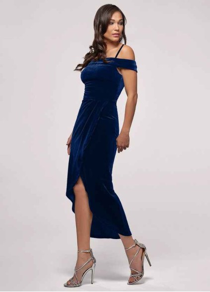 Blush Mark Sweet Desire Navy Blue Velvet Midi Dress Blush Mark Sweet Desire Navy Blue Velvet Midi Dress