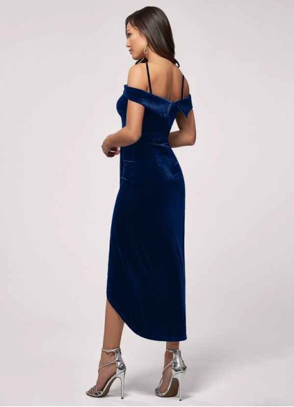 Blush Mark Sweet Desire Navy Blue Velvet Midi Dress Blush Mark Sweet Desire Navy Blue Velvet Midi Dress