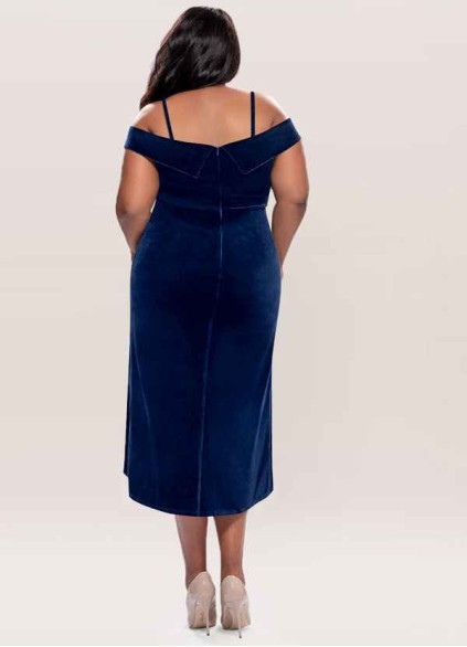 Blush Mark Sweet Desire Navy Blue Velvet Midi Dress Blush Mark Sweet Desire Navy Blue Velvet Midi Dress
