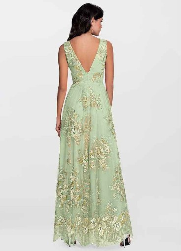 Blush Mark Romantic Adventure Dusty Sage Embroidery Tulle Maxi Dress