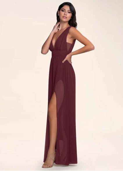 Blush Mark Dancing Queen Cabernet Chiffon Maxi Dress Blush Mark Dancing Queen Cabernet Chiffon Maxi Dress