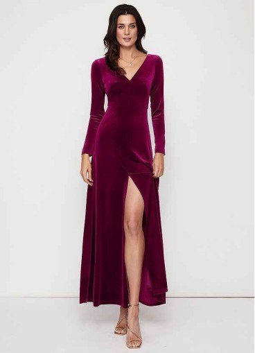 Blush Mark New Moon Cabernet Velvet Maxi Dress