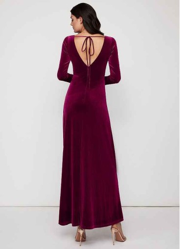 Blush Mark New Moon Cabernet Velvet Maxi Dress