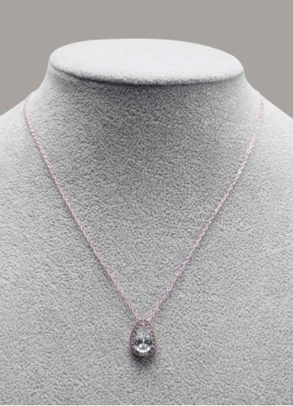 Haloed Pear Cubic Zirconia Pendant Necklace Haloed Pear Cubic Zirconia Pendant Necklace
