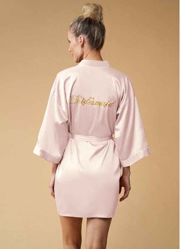Pre-Wedding Embroidered Bridesmaid Satin Robe