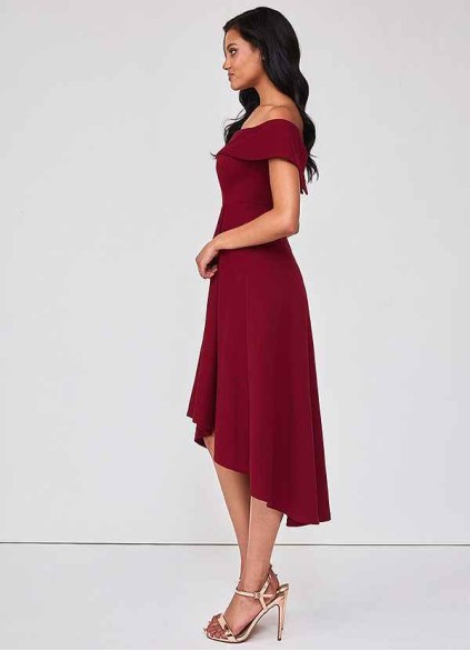 Blush Mark Off The Shoulder Stretch Crepe High Low Dress Blush Mark Off The Shoulder Stretch Crepe High Low Dress