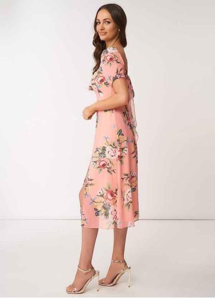 AZ Occasions Flower Meadow Floral Print Chiffon Midi Dress AZ Occasions Flower Meadow Floral Print Chiffon Midi Dress