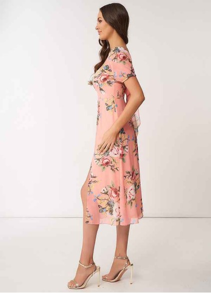AZ Occasions Flower Meadow Floral Print Chiffon Midi Dress AZ Occasions Flower Meadow Floral Print Chiffon Midi Dress