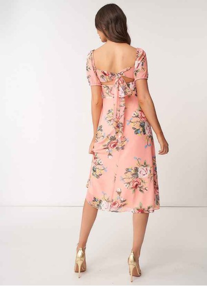 AZ Occasions Flower Meadow Floral Print Chiffon Midi Dress AZ Occasions Flower Meadow Floral Print Chiffon Midi Dress