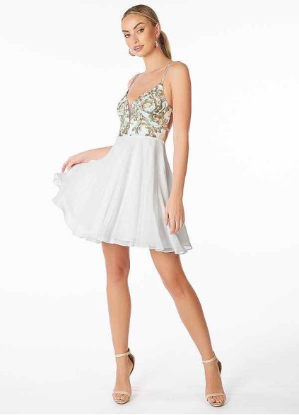 AZ Occasions Mini Embroidered Lace and Chiffon Skirt Dress AZ Occasions Mini Embroidered Lace and Chiffon Skirt Dress
