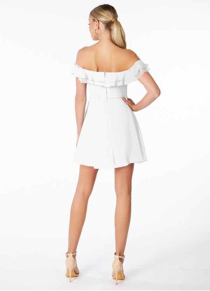 AZ Occasions Mini Chiffon Dress with Off the Shoulder Sleeves AZ Occasions Mini Chiffon Dress with Off the Shoulder Sleeves