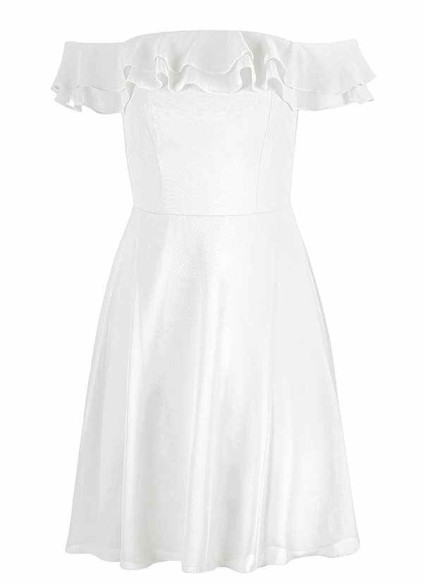 AZ Occasions Mini Chiffon Dress with Off the Shoulder Sleeves AZ Occasions Mini Chiffon Dress with Off the Shoulder Sleeves