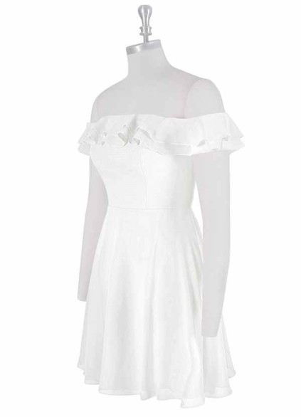 AZ Occasions Mini Chiffon Dress with Off the Shoulder Sleeves AZ Occasions Mini Chiffon Dress with Off the Shoulder Sleeves