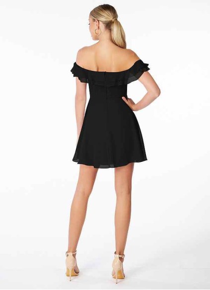 AZ Occasions Mini Chiffon Dress with Off the Shoulder Sleeves AZ Occasions Mini Chiffon Dress with Off the Shoulder Sleeves