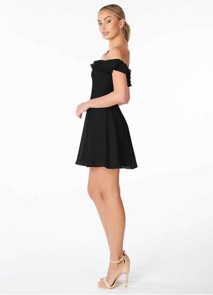 AZ Occasions Mini Chiffon Dress with Off the Shoulder Sleeves AZ Occasions Mini Chiffon Dress with Off the Shoulder Sleeves