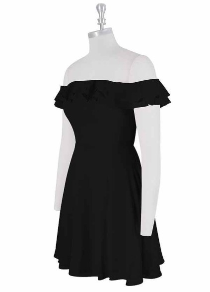 AZ Occasions Mini Chiffon Dress with Off the Shoulder Sleeves AZ Occasions Mini Chiffon Dress with Off the Shoulder Sleeves