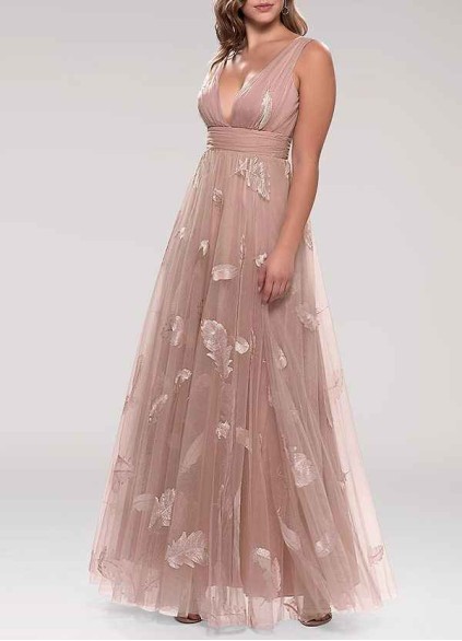 AZ Occasions Lost In Paradise Blush Embroidery Tulle Maxi Dress AZ Occasions Lost In Paradise Blush Embroidery Tulle Maxi Dress
