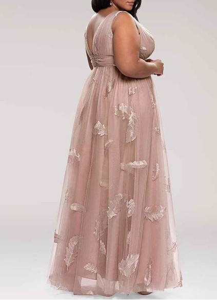 AZ Occasions Lost In Paradise Blush Embroidery Tulle Maxi Dress AZ Occasions Lost In Paradise Blush Embroidery Tulle Maxi Dress
