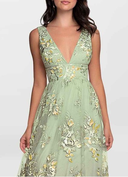 AZ Occasions Romantic Adventure Dusty Sage Embroidery Tulle Maxi Dress AZ Occasions Romantic Adventure Dusty Sage Embroidery Tulle Maxi Dress