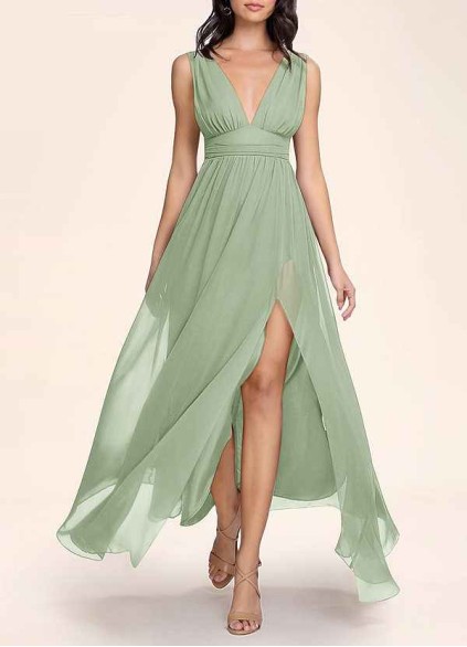 AZ Occasions Dancing Queen Dusty Sage Chiffon Maxi Dress AZ Occasions Dancing Queen Dusty Sage Chiffon Maxi Dress