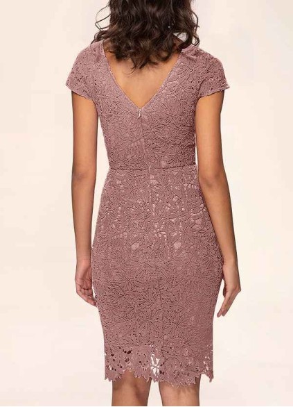 AZ Occasions Heavenly Kiss Dusty Rose Lace Bodycon Short Dress AZ Occasions Heavenly Kiss Dusty Rose Lace Bodycon Short Dress