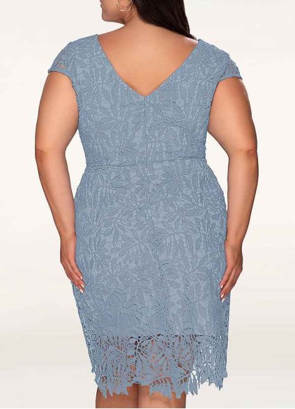 AZ Occasions Heavenly Kiss Dusty Blue Lace Bodycon Short Dress AZ Occasions Heavenly Kiss Dusty Blue Lace Bodycon Short Dress
