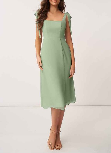 AZ Occasions Bow Tie Chiffon Midi Dress With Slit AZ Occasions Bow Tie Chiffon Midi Dress With Slit