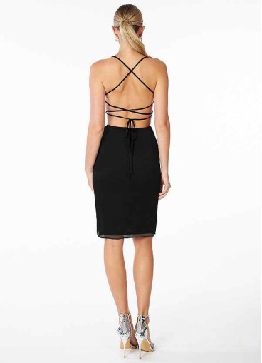 AZ Occasions Spaghetti Straps Midi Mesh Dress with Slit