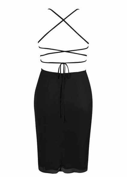 AZ Occasions Spaghetti Straps Midi Mesh Dress with Slit AZ Occasions Spaghetti Straps Midi Mesh Dress with Slit