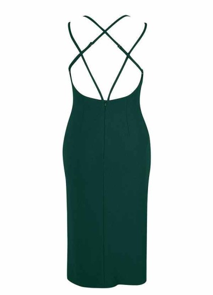 AZ Occasions Stretch Crepe Midi Spaghetti Strap Dress with Slit AZ Occasions Stretch Crepe Midi Spaghetti Strap Dress with Slit