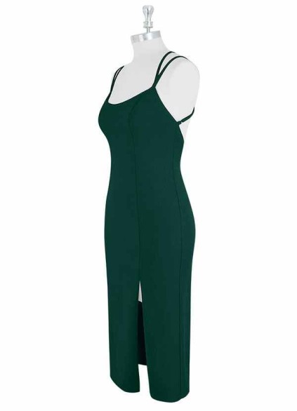 AZ Occasions Stretch Crepe Midi Spaghetti Strap Dress with Slit AZ Occasions Stretch Crepe Midi Spaghetti Strap Dress with Slit