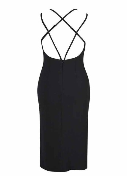 AZ Occasions Stretch Crepe Midi Spaghetti Strap Dress with Slit AZ Occasions Stretch Crepe Midi Spaghetti Strap Dress with Slit
