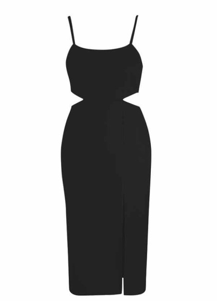 AZ Occasions Midi Stretch Crepe Dress with Side Cutouts and Slit AZ Occasions Midi Stretch Crepe Dress with Side Cutouts and Slit