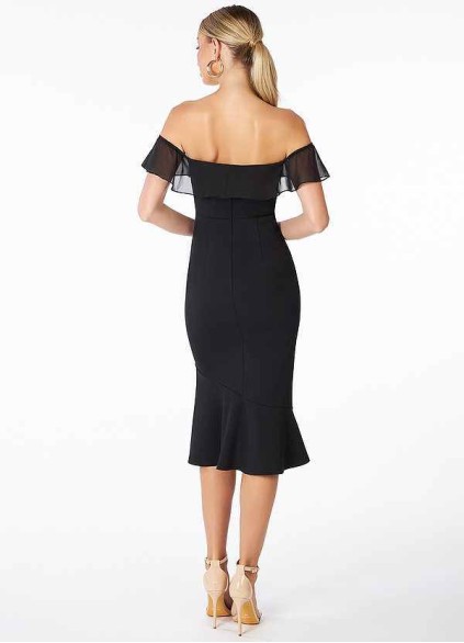 AZ Occasions Off the Shoulder Stretch Crepe Fit and Flare Midi Dress AZ Occasions Off the Shoulder Stretch Crepe Fit and Flare Midi Dress