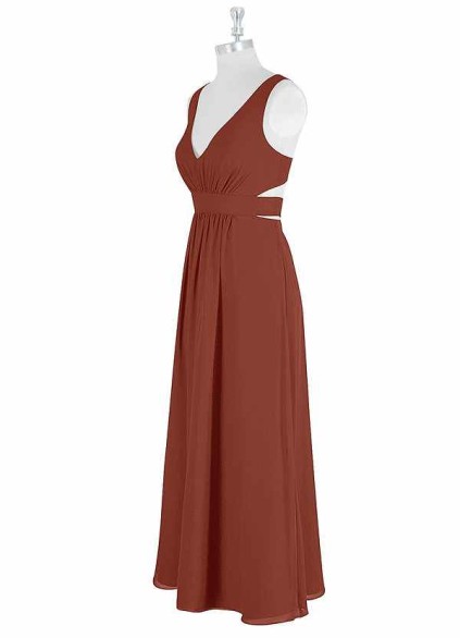 AZ Occasions Bow Tie Maxi Chiffon Dress with V Neckline AZ Occasions Bow Tie Maxi Chiffon Dress with V Neckline