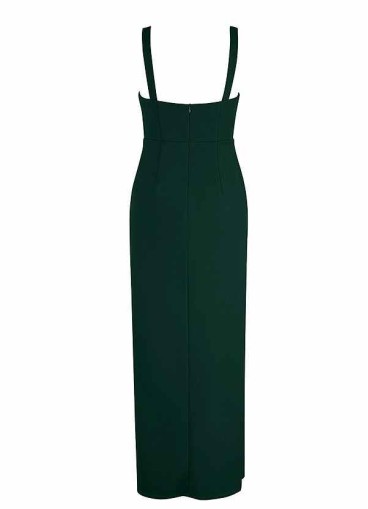 AZ Occasions Maxi Stretch Crepe Dress with Keyhole and Slit
