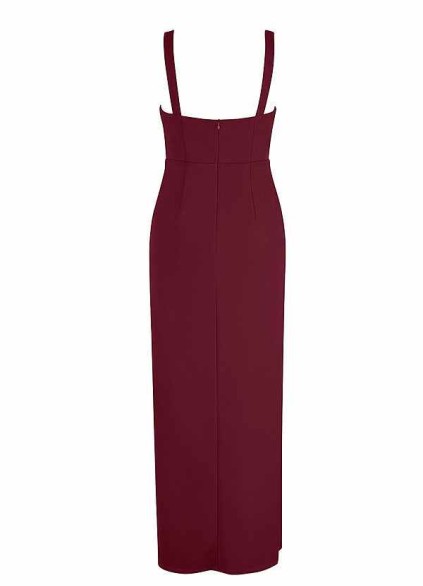 AZ Occasions Maxi Stretch Crepe Dress with Keyhole and Slit AZ Occasions Maxi Stretch Crepe Dress with Keyhole and Slit