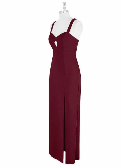 AZ Occasions Maxi Stretch Crepe Dress with Keyhole and Slit AZ Occasions Maxi Stretch Crepe Dress with Keyhole and Slit