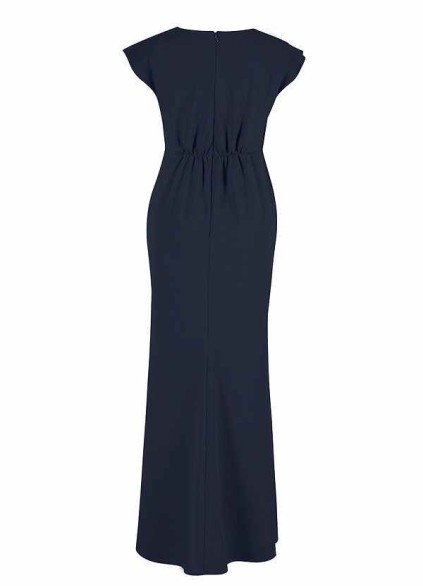 AZ Occasions Maxi Crepe Dress with V Neckline and Cap Sleeves AZ Occasions Maxi Crepe Dress with V Neckline and Cap Sleeves
