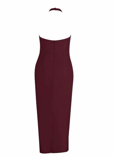AZ Occasions Stretch Crepe Dress with Keyhole Halter Neckline