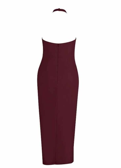 AZ Occasions Stretch Crepe Dress with Keyhole Halter Neckline AZ Occasions Stretch Crepe Dress with Keyhole Halter Neckline
