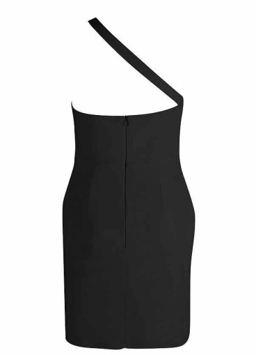 AZ Occasions Mini Stretch Crepe Dress with One Shoulder Strap