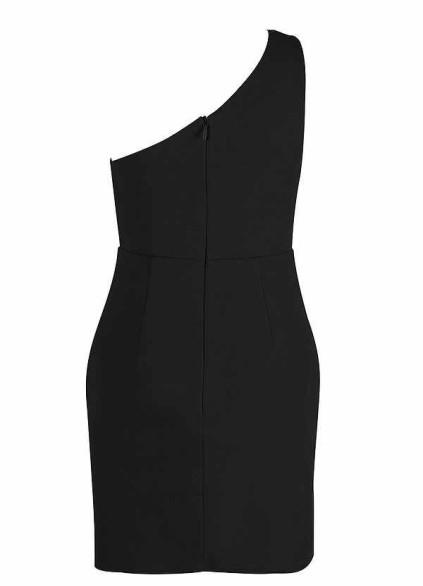 AZ Occasions Mini One Shoulder Stretch Crepe Dress with Keyhole AZ Occasions Mini One Shoulder Stretch Crepe Dress with Keyhole