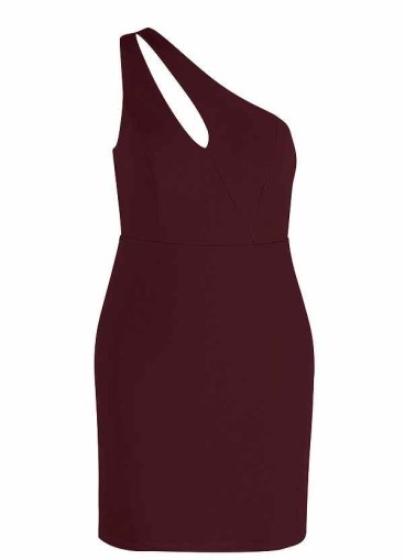 AZ Occasions Mini One Shoulder Stretch Crepe Dress with Keyhole