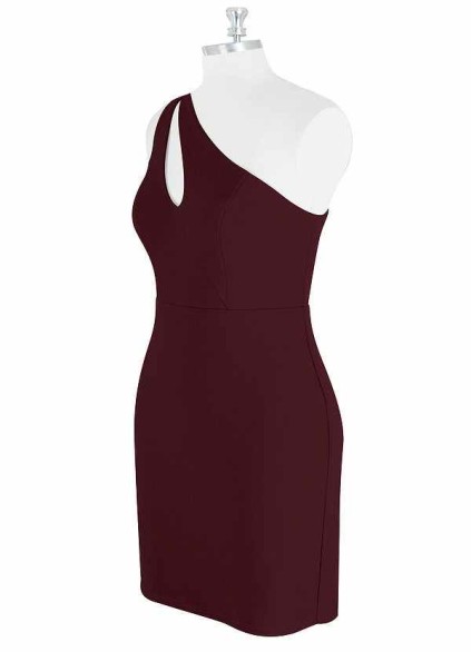 AZ Occasions Mini One Shoulder Stretch Crepe Dress with Keyhole AZ Occasions Mini One Shoulder Stretch Crepe Dress with Keyhole