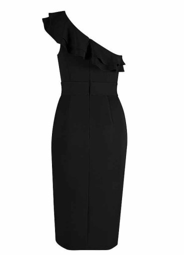 AZ Occasions One Shoulder Ruffle Midi Dress
