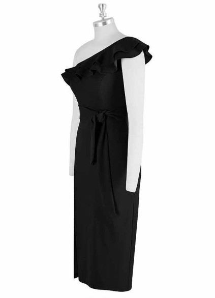 AZ Occasions One Shoulder Ruffle Midi Dress AZ Occasions One Shoulder Ruffle Midi Dress