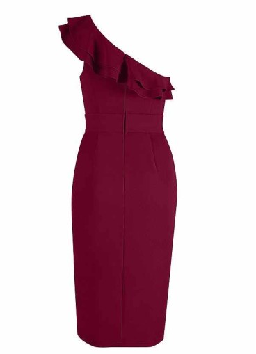 AZ Occasions One Shoulder Ruffle Midi Dress